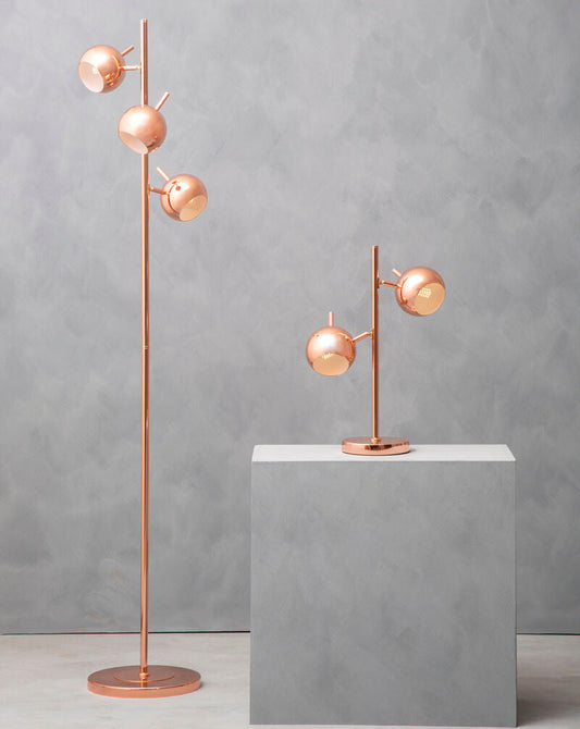 Karter Copper Finish Floor Standing Lamp With Three Lights
