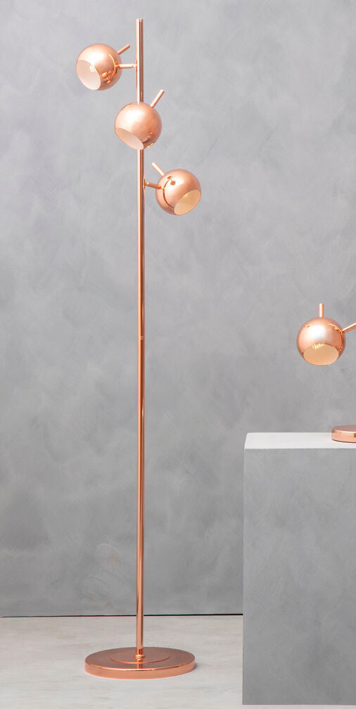 Karter Copper Finish Floor Standing Lamp With Three Lights