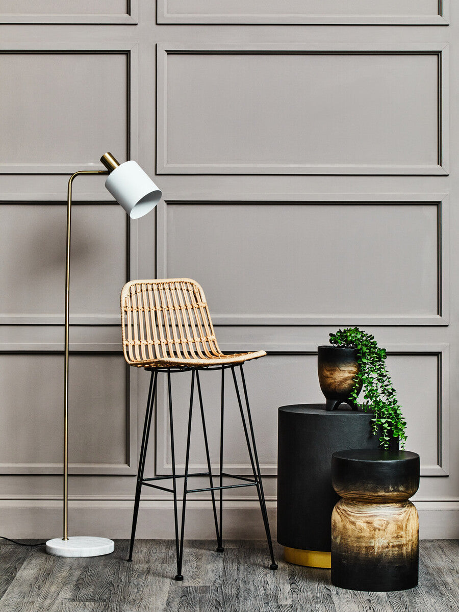 Newton White Marble and Gold Floor Lamp