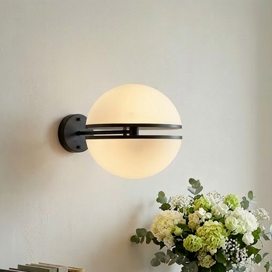 Abira Matt Black Ball Wall Light