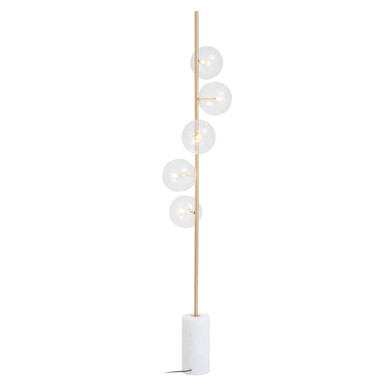 Abira White Marble and Brass Finish 5 Bulb Floor Lamp