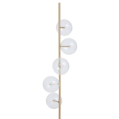Abira White Marble and Brass Finish 5 Bulb Floor Lamp