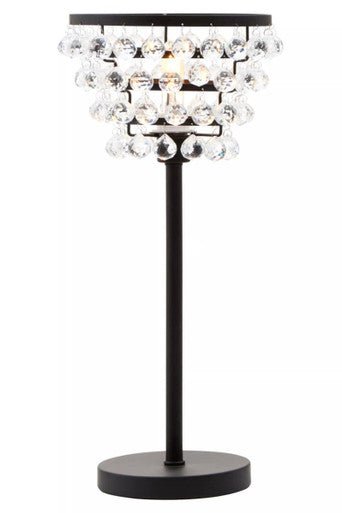 Hutchinson Clear Crystal Table Lamp with Black Metal