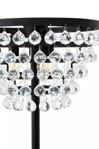 Hutchinson Clear Crystal Floor Lamp with Black Metal