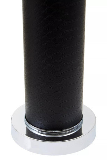 Hanah Black Snake Leather Effect Table Lamp with Chrome Base