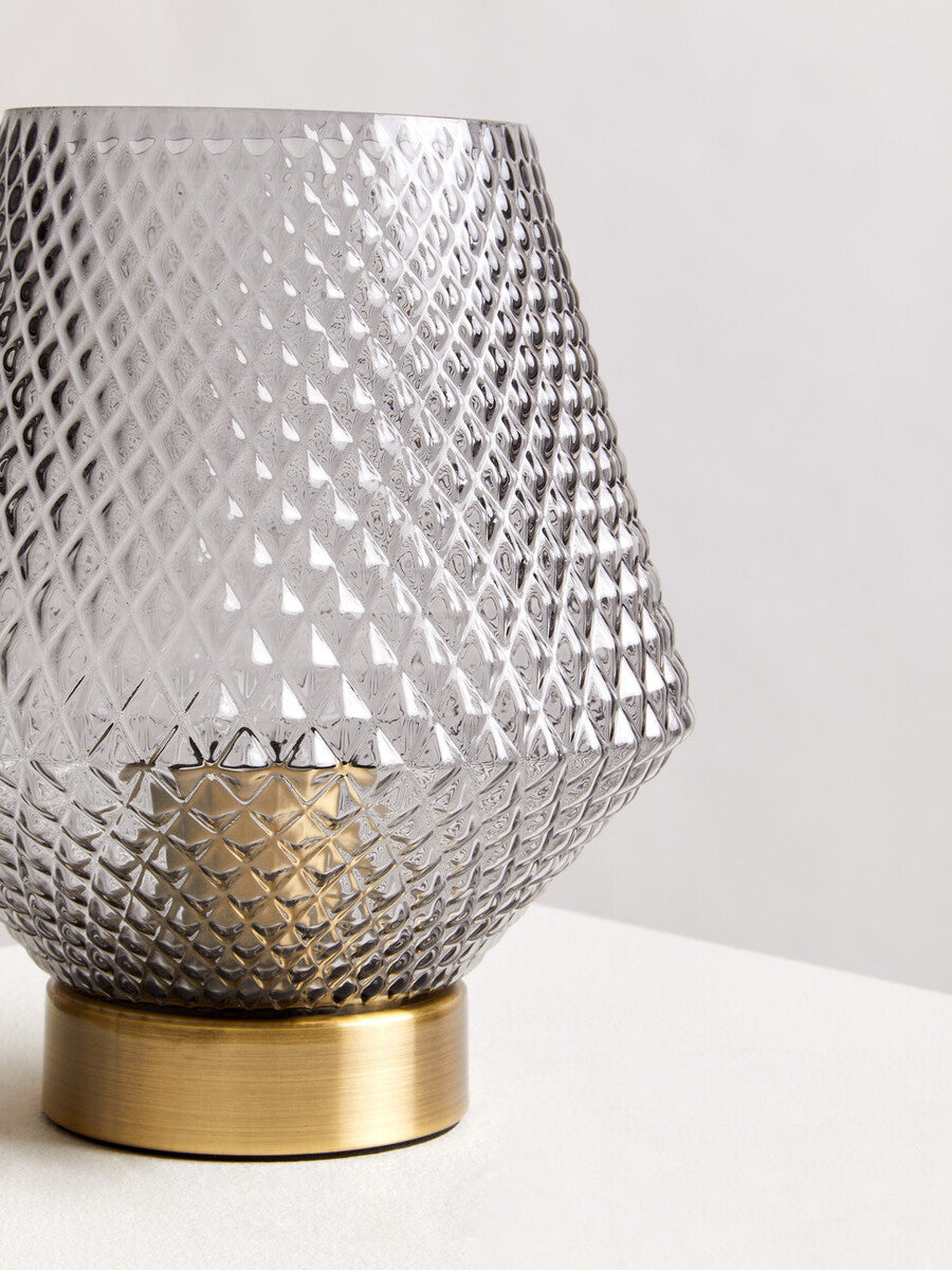 Noble Grey Smoked Glass Table Lamp
