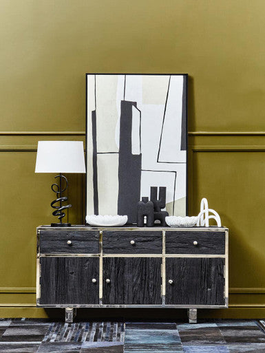 Zavi Matte Black Squiggle Table Lamp