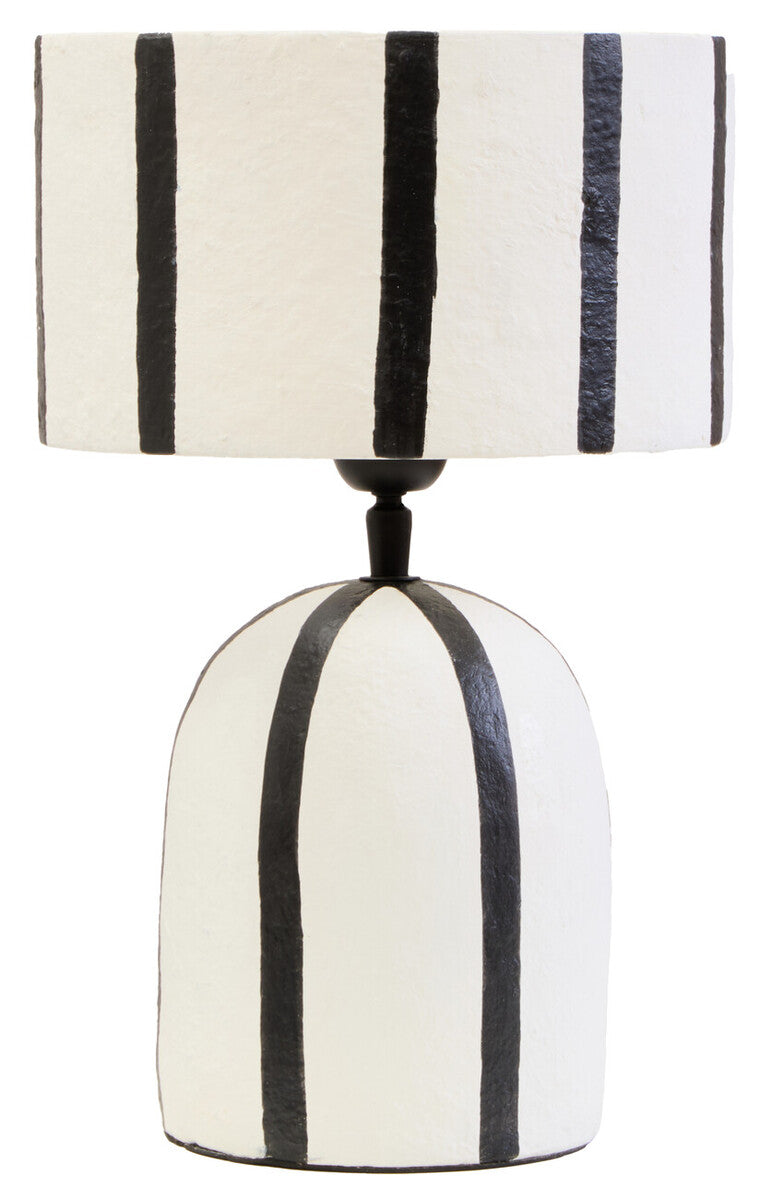 Carta 34cm Black And White Stripe Papier Mache Table Lamp