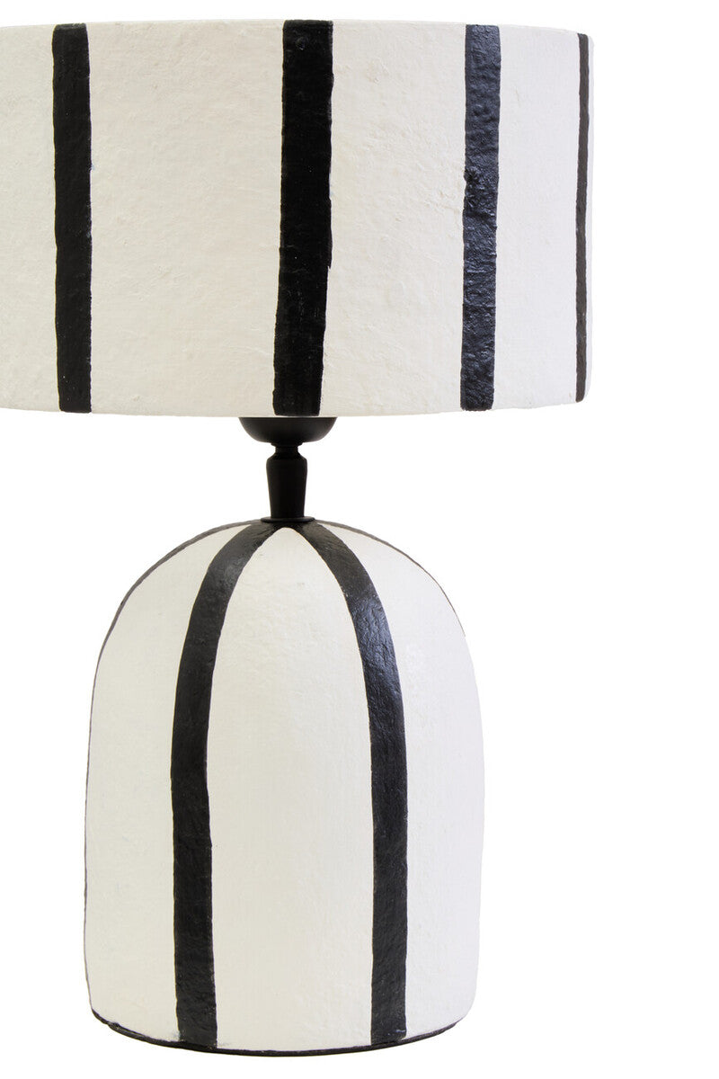 Carta 34cm Black And White Stripe Papier Mache Table Lamp