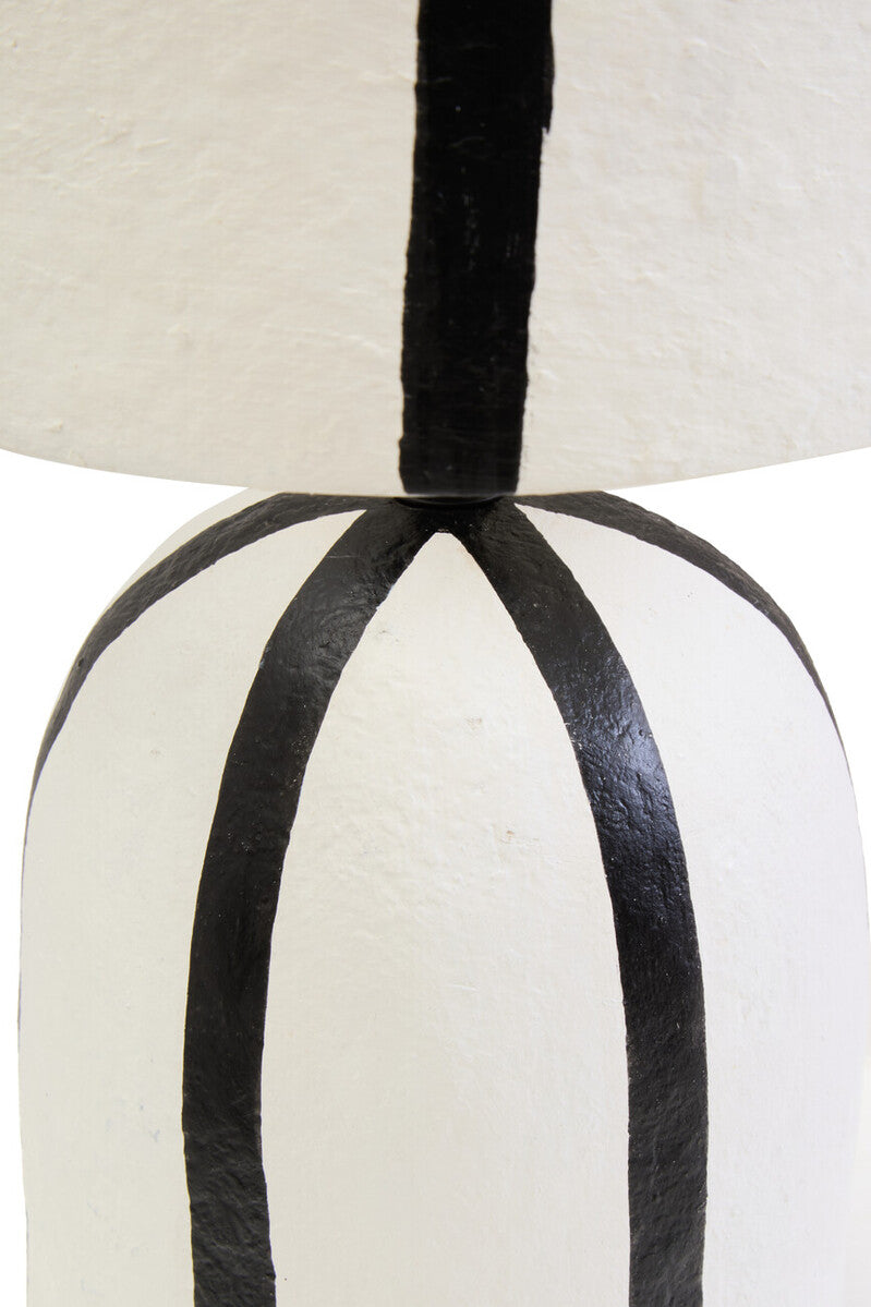 Carta 34cm Black And White Stripe Papier Mache Table Lamp