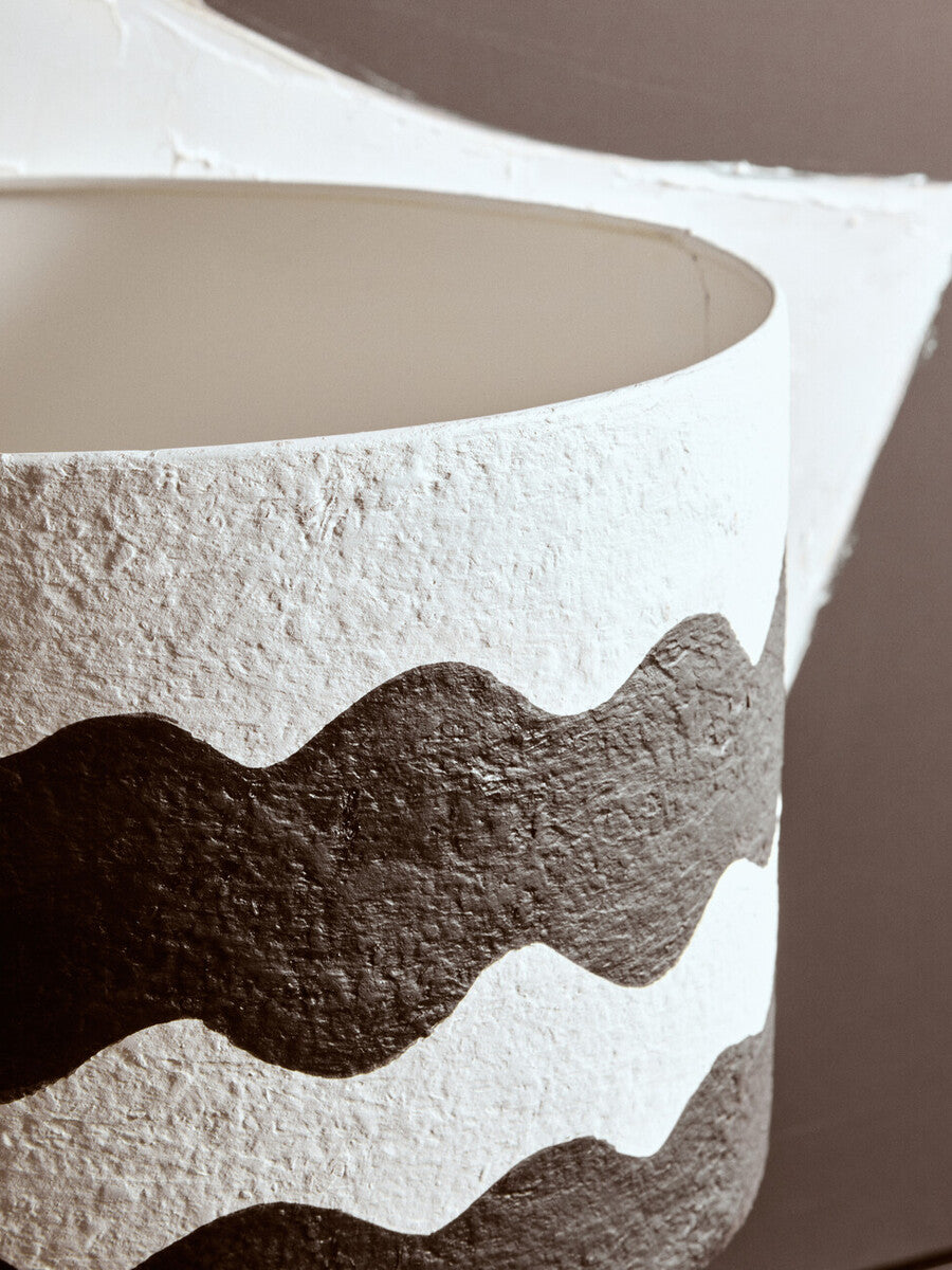 Carta 50cm Black And White Curved Stripe Papier Mache Table Lamp