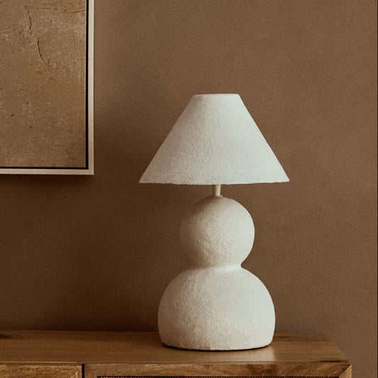 Carta White Papier Mache Table Lamp