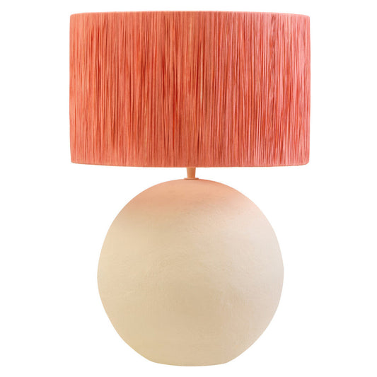 Carta 58cm Natural Papier Mache Table Lamp With Rust Raffia Shade