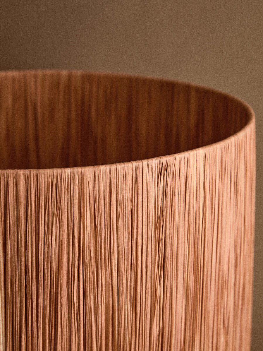 Carta 58cm Natural Papier Mache Table Lamp With Rust Raffia Shade