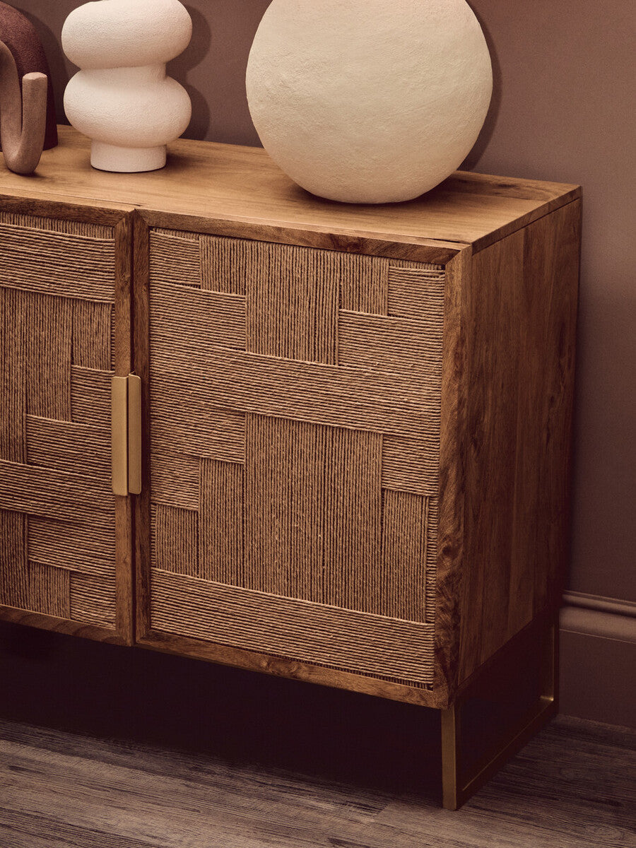 Carta 58cm Natural Papier Mache Table Lamp With Rust Raffia Shade