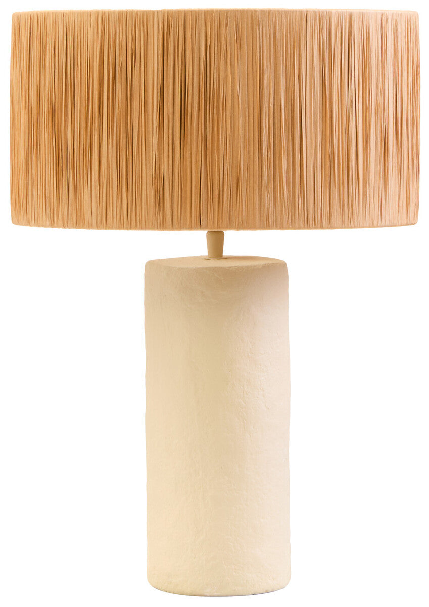 Carta 51cm Natural Papier Mache Table Lamp With Natural Raffia Shade