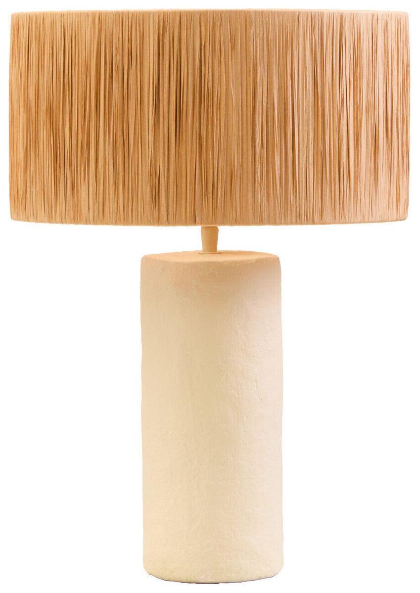 Carta 51cm Natural Papier Mache Table Lamp With Natural Raffia Shade