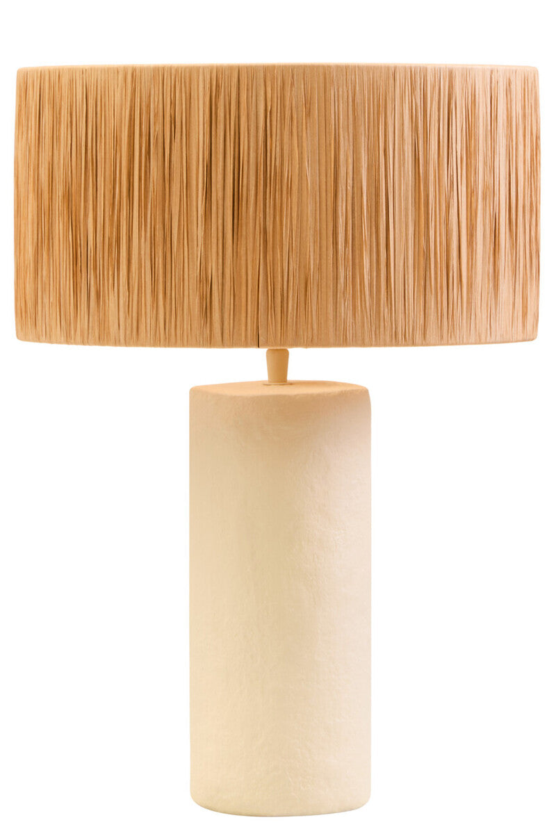 Carta 51cm Natural Papier Mache Table Lamp With Natural Raffia Shade