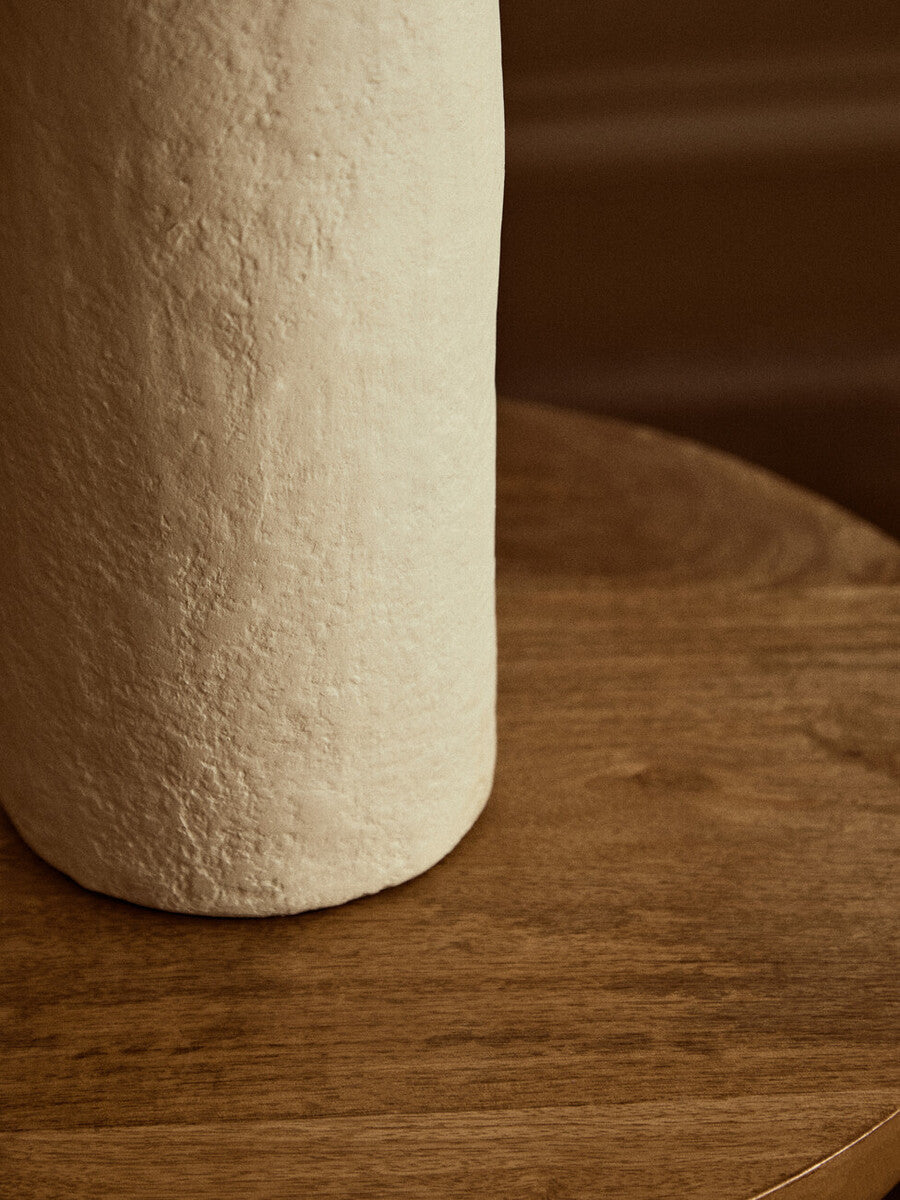 Carta 51cm Natural Papier Mache Table Lamp With Natural Raffia Shade