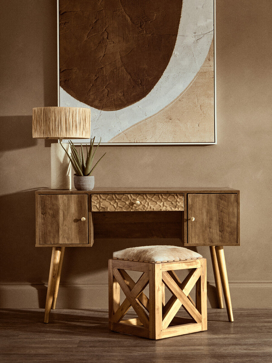 Carta 51cm Natural Papier Mache Table Lamp With Natural Raffia Shade