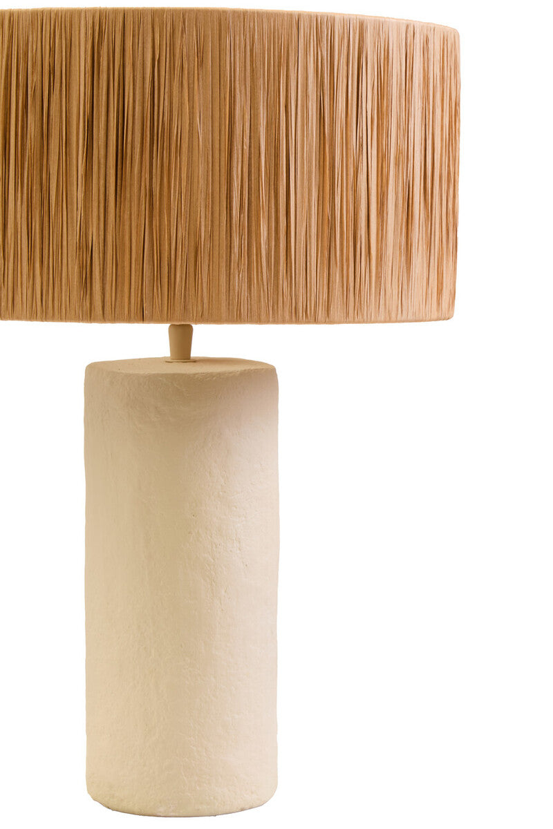 Carta 51cm Natural Papier Mache Table Lamp With Natural Raffia Shade