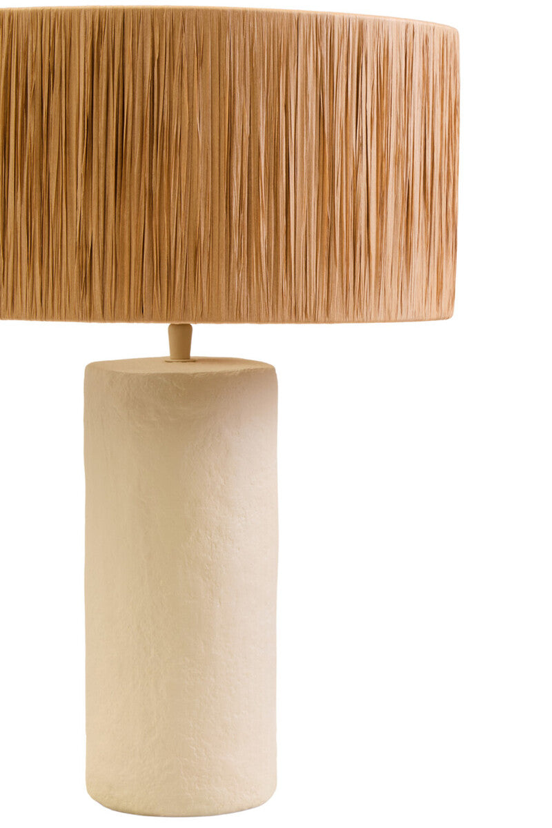 Carta 51cm Natural Papier Mache Table Lamp With Natural Raffia Shade