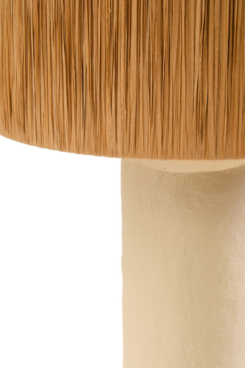 Carta 51cm Natural Papier Mache Table Lamp With Natural Raffia Shade