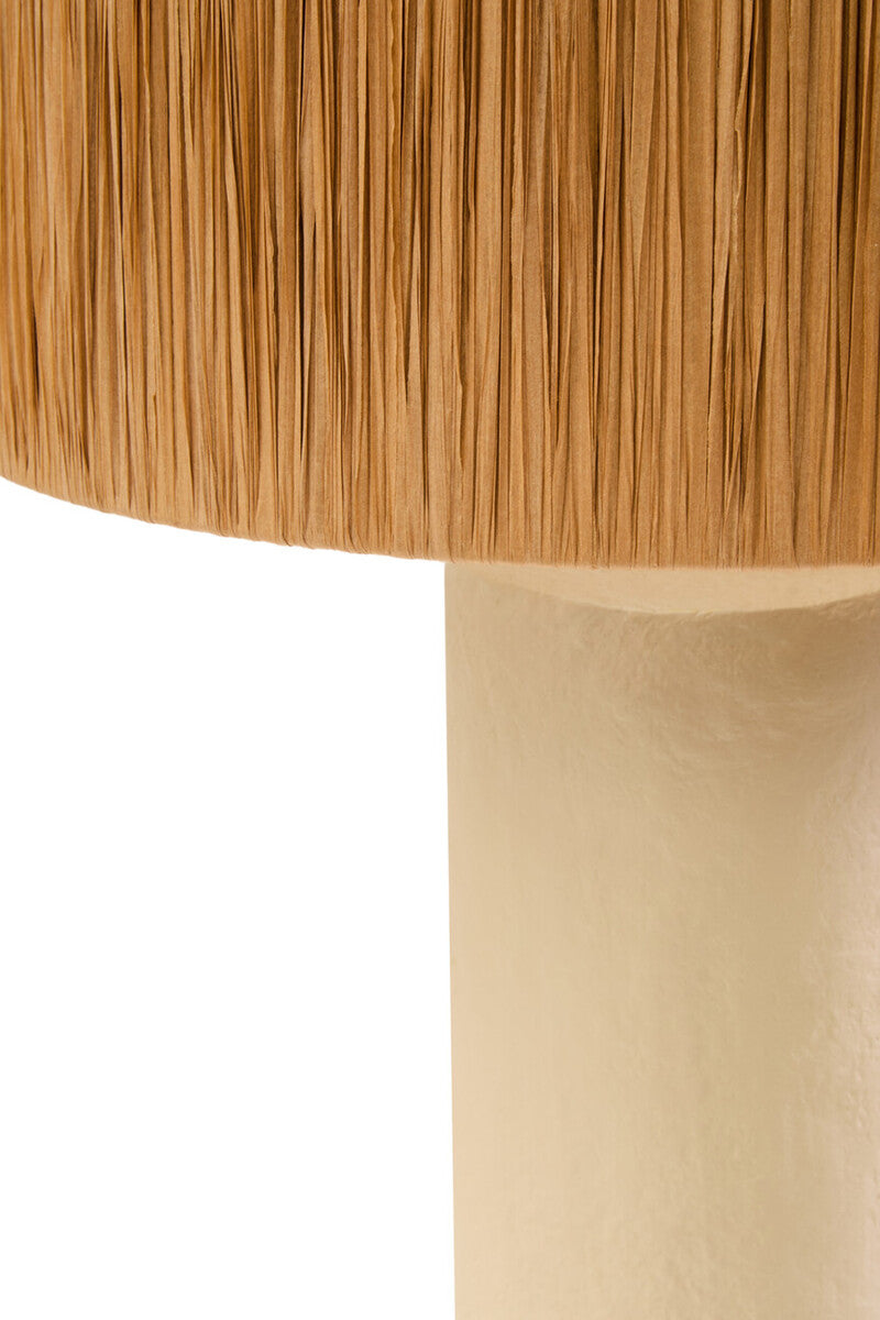 Carta 51cm Natural Papier Mache Table Lamp With Natural Raffia Shade