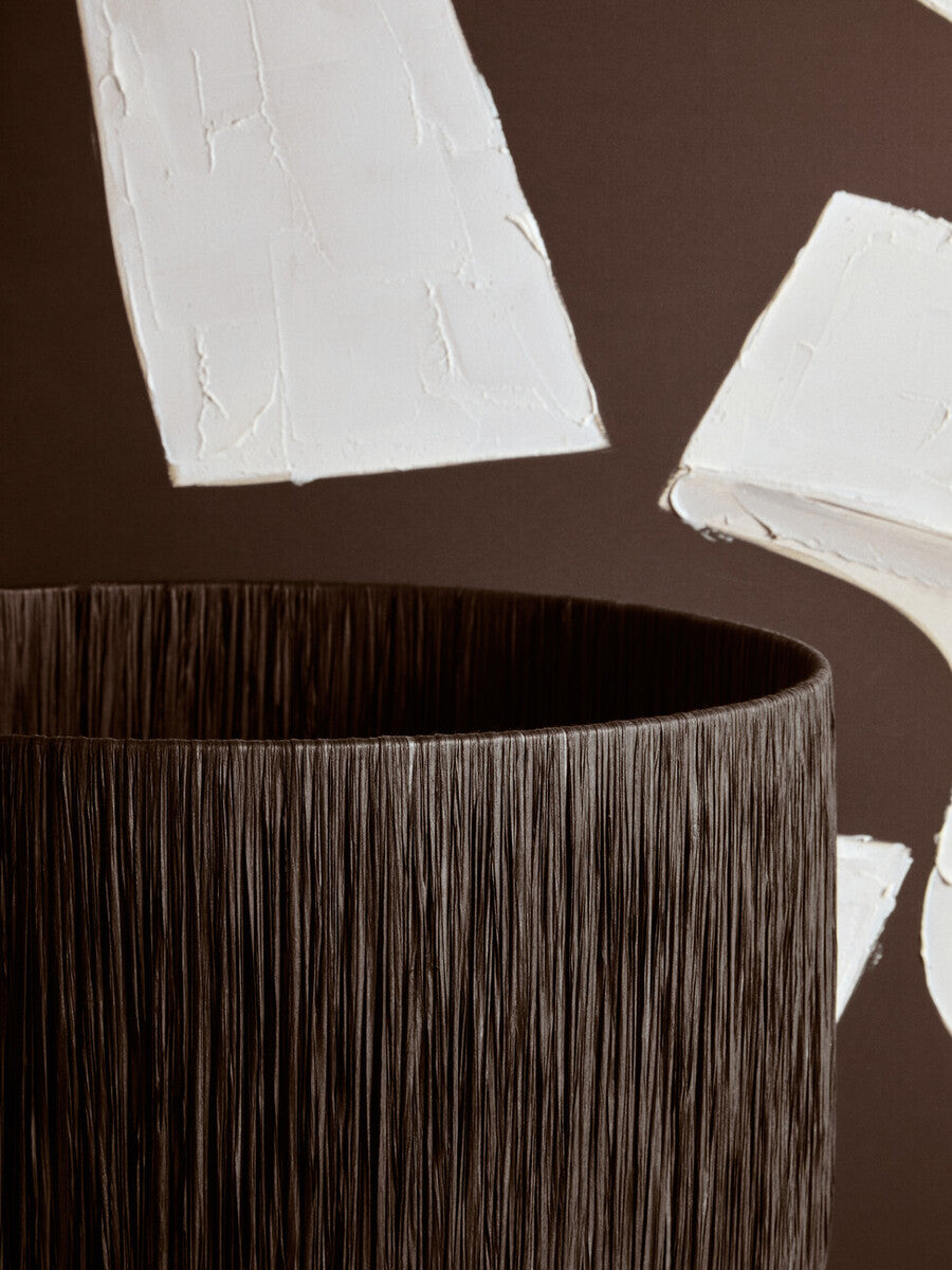 Carta 61cm White Papier Mache Table Lamp With Black Raffia Shade