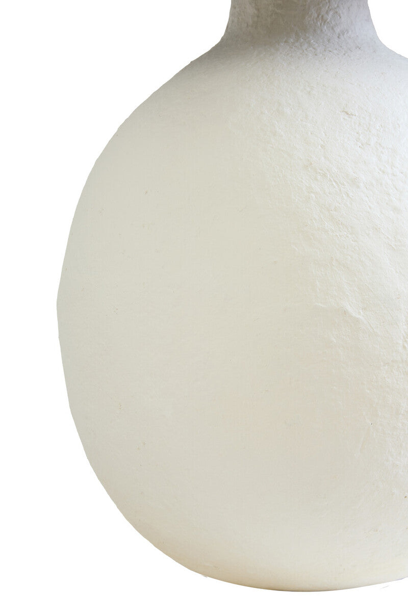 Carta 61cm White Papier Mache Table Lamp With Black Raffia Shade