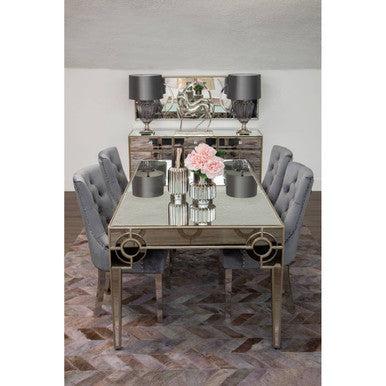Bosie Safira Large Grey Hair on Leather Chevron Patchwork Rug