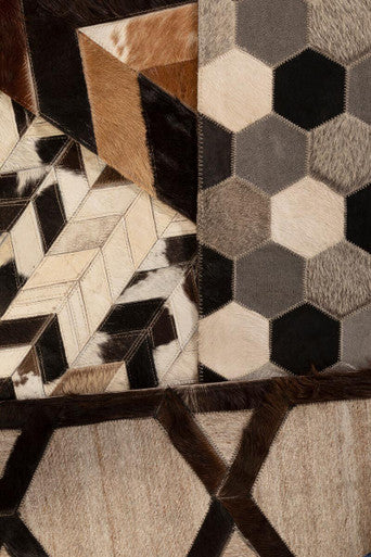 Bosie Large Grey Rug with Black Hair on Leather | Safira