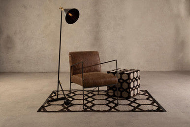 Bosie Large Grey Rug with Black Hair on Leather | Safira