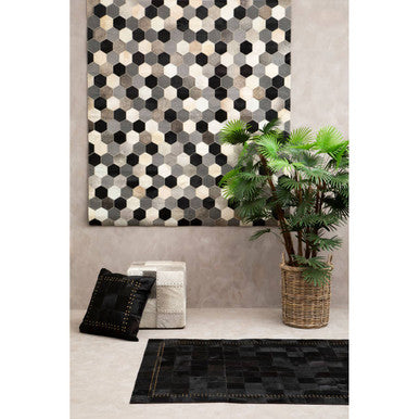 Bosie Safira Large Hair on Leather Hexagon Patchwork Rug