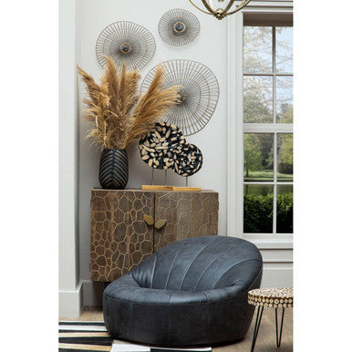 Bosie Small Geometric Striped Hair on Leather Patchwork Rug | Safira