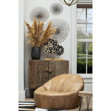 Bosie Small Geometric Striped Hair on Leather Patchwork Rug | Safira