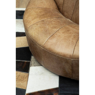 Bosie Small Geometric Striped Hair on Leather Patchwork Rug | Safira