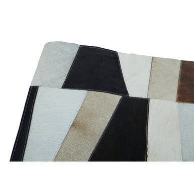 Bosie Small Geometric Striped Hair on Leather Patchwork Rug | Safira