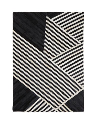 Bosie Safira Small Black And White Hair on Leather Rug