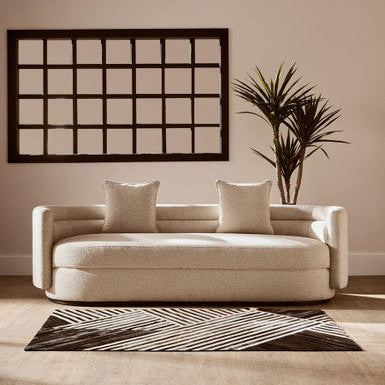 Bosie Small Black and White Hair on Leather Rug | Safira