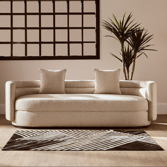 Bosie Safira Small Black And White Hair on Leather Rug