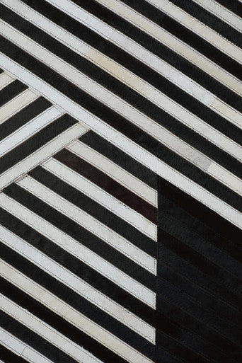 Bosie Small Black and White Hair on Leather Rug | Safira