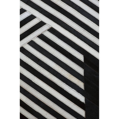 Bosie Safira Large Black And White Hair on Leather Rug