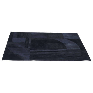 Bosie Safira Small Black And Grey Deco Print Leather Rug