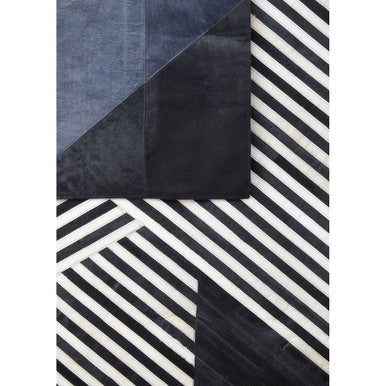 Bosie Safira Small Black And Grey Deco Print Leather Rug