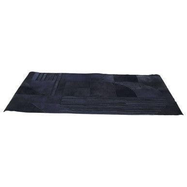 Bosie Large Deco Black and Grey Hair on Leather Rug | Safira
