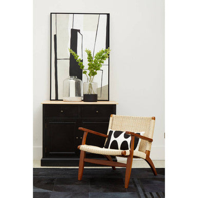 Bosie Large Deco Black and Grey Hair on Leather Rug | Safira