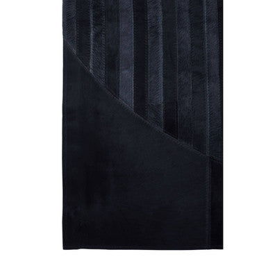Bosie Large Deco Black and Grey Hair on Leather Rug | Safira