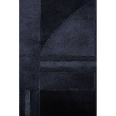 Bosie Large Deco Black and Grey Hair on Leather Rug | Safira