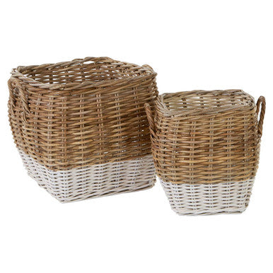 Set of Two Natural Rattan Square Storage Baskets | Hampstead